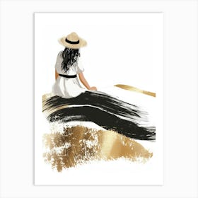 Woman Sitting In The Sand Art Print