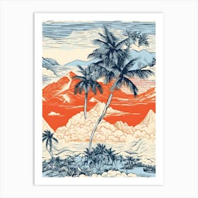 Bora Bora In French Polynesia, Inspired Travel Pattern 4 Art Print