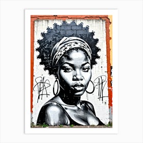 Vintage Graffiti Mural Of Beautiful Black Woman 110 Art Print