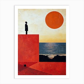 Man On A Cliff, Minimalism Art Print