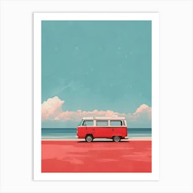 Travel Bus On The Beach 3 Art Print