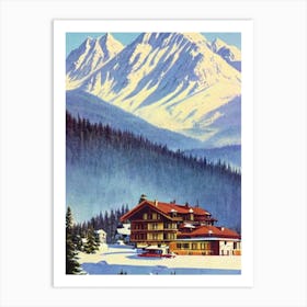 Le Grand Bornand, France Ski Resort Vintage Landscape 1 Skiing Poster Art Print