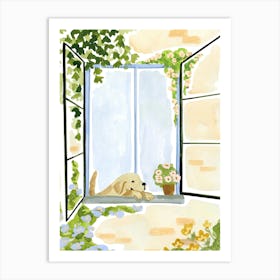 Puppy By The Window Art Print