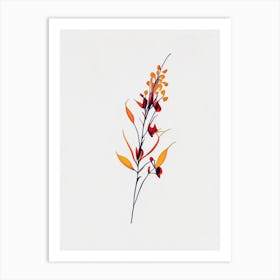 Firethorn Floral Minimal Line Drawing 3 Flower Art Print