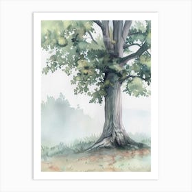 Chestnut Tree Atmospheric Watercolour Painting 3 Art Print