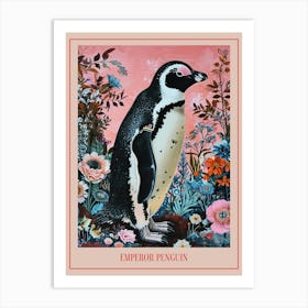 Floral Animal Painting Emperor Penguin 4 Poster Art Print
