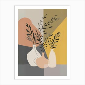 Three Vases With Plants Art Print