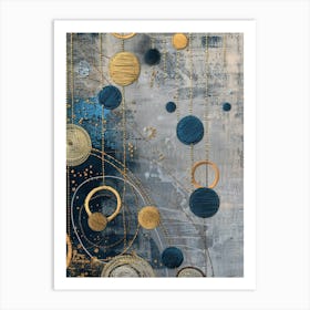 Blue And Gold Circles 1 Art Print