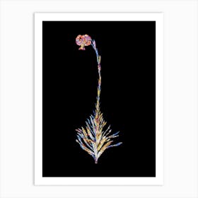 Stained Glass Scarlet Martagon Lily Mosaic Botanical Illustration on Black n.0060 Art Print
