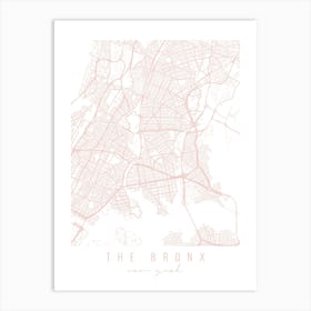 The Bronx New York Light Pink Minimal Street Map Art Print