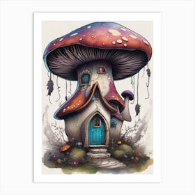 Gnome Mushroom House Art Print