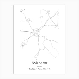 Nyirbator,Hungary Minimalist Map Art Print