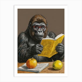 Gorilla Reading 2 Art Print