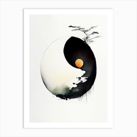 Minimal 4 Yin and Yang Japanese Ink Art Print