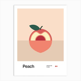 Minimalist Peach Poster - Seasonal Fruits Art Print Art Print