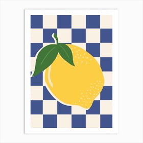 Lemon Checkerboard Blue Art Print