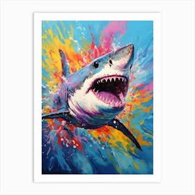  A Great White Shark Vibrant Paint Splash 3 Art Print