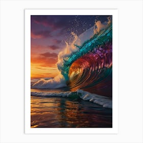 Sunset Ocean Wave Art Print