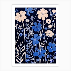 Blue Flower Illustration Gypsophila 2 Art Print