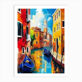 Venice Canals And Houses, Colorful Palette Knife Affiche