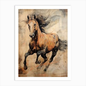 A Horse Painting In The Style Of Mixed Media 4 Art Print