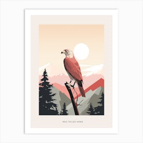 Minimalist Red Tailed Hawk 2 Bird Poster Art Print