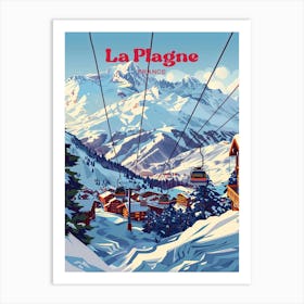 La Plagne France Ski Resort Digital Travel Illustration Art Print