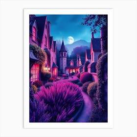 Fairytale Village At Night Art Print