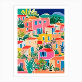 Colorful Houses On The Hill Art Print