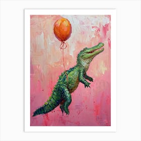 Cute Crocodile With Balloon Art Print