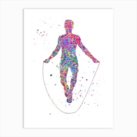 Male Jumping Rope Watercolor Art Print