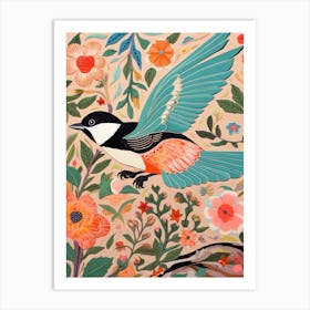 Maximalist Bird Painting Carolina Chickadee 2 Art Print