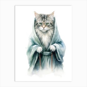 Norwegian Forest Cat As A Jedi 2 Art Print