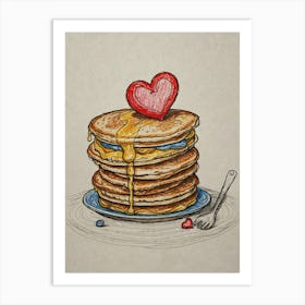 Pancakes With A Heart Art Print