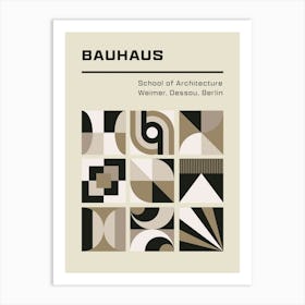 Neutral Bauhaus - Abstract Tiles Art Print