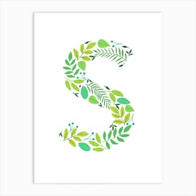 Leafy Letter S Art Print