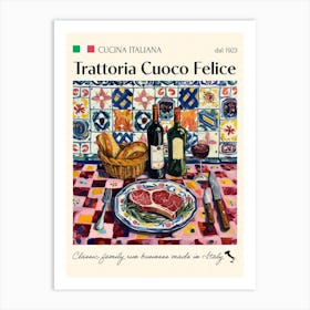 Trattoria Del Cuoco Felice Trattoria Italian Poster Food Kitchen Art Print
