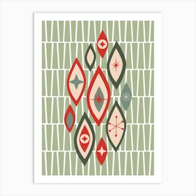 Atomic Age Mcm Eyes Shapes Green, Red Art Print