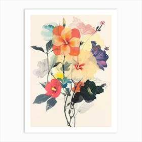 Hibiscus 2 Collage Flower Bouquet Art Print