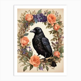 Crow In A Wreath 4 Art Print