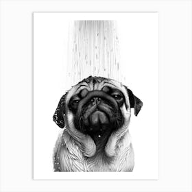 Pug Dog in the shower Art Print