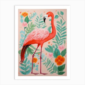 Pink Scandi Greater Flamingo 4 Art Print