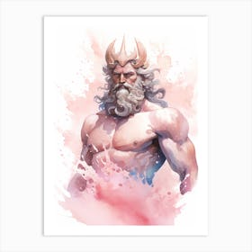  A Watercolour Illustration Of The Greek God Poseidon 2 Art Print