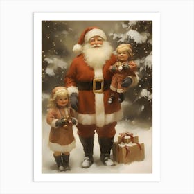 Santa Claus And His Children Art Print