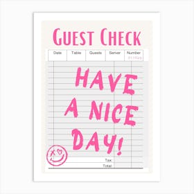 Guest Check 10 Art Print