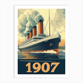 Aihrgdesign A Vintage Travel Poster Of A Grand Steamship In 1 F084c8e5 42ee 41be 808d 9e0c5041022b 0 Art Print