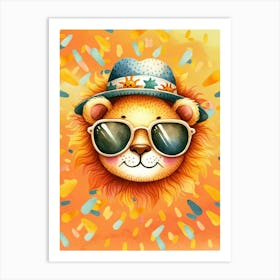 Animal Art Lion Lion In Sunglasses Art Print