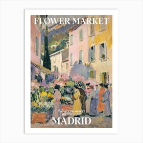 Vintage Flower Market Painting Madrid 2 Art Print