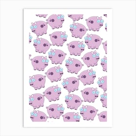 Pink Pigs pattern Art Print