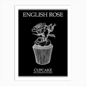 English Rose Cupcake Line Drawing 2 Poster Inverted Art Print